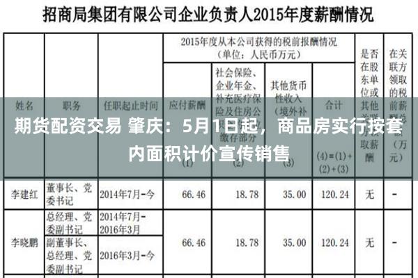 期货配资交易 肇庆：5月1日起，商品房实行按套内面积计价宣传销售