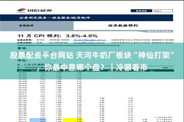 股票配资平台网站 天河牛奶厂板块“神仙打架”，你最中意哪个盘？｜冷眼看市