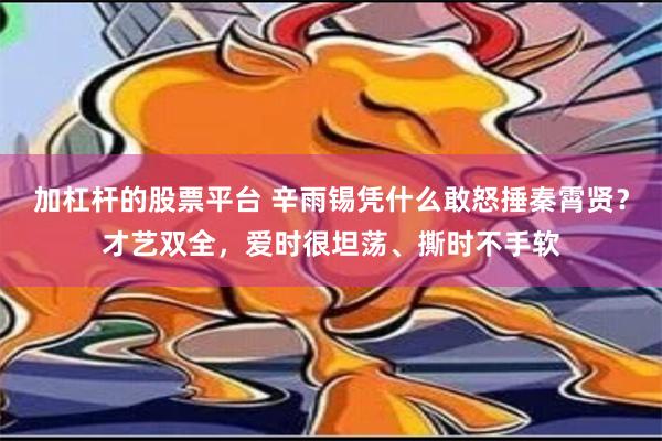 加杠杆的股票平台 辛雨锡凭什么敢怒捶秦霄贤？才艺双全，爱时很坦荡、撕时不手软