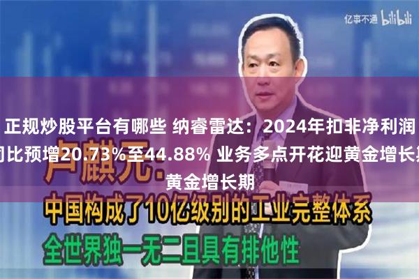 正规炒股平台有哪些 纳睿雷达：2024年扣非净利润同比预增20.73%至44.88% 业务多点开花迎黄金增长期